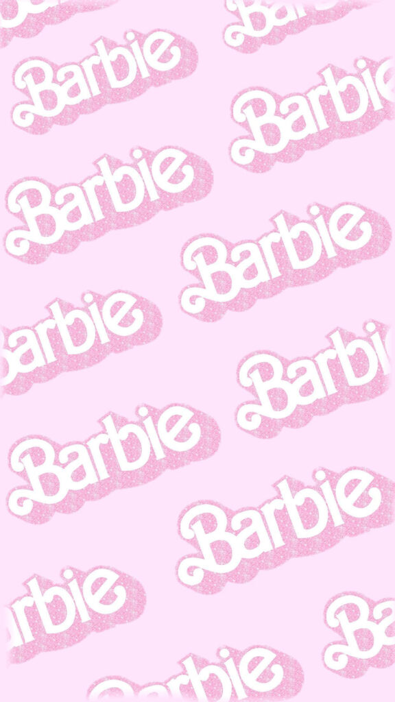 Pink Glitter Barbie Logo Pattern Mobile Wallpaper