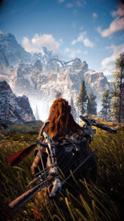 Aloy Looking at the Metal Mountain Mobile Wallpaper