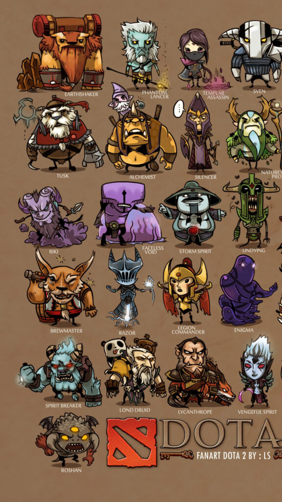 Dota 2 Chibi Character Collection Mobile Wallpaper