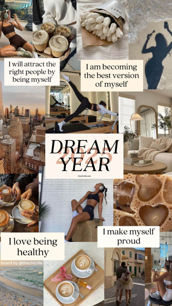 Aesthetic Dream Year 2025 Manifestation Collage Vision Board Wallpaper
