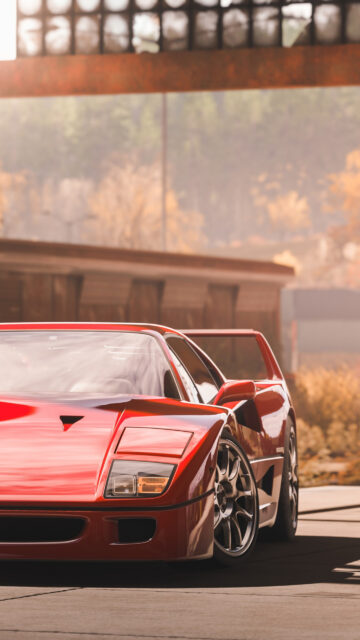 Red Ferrari F40 Supercar Vertical Mobile Wallpaper