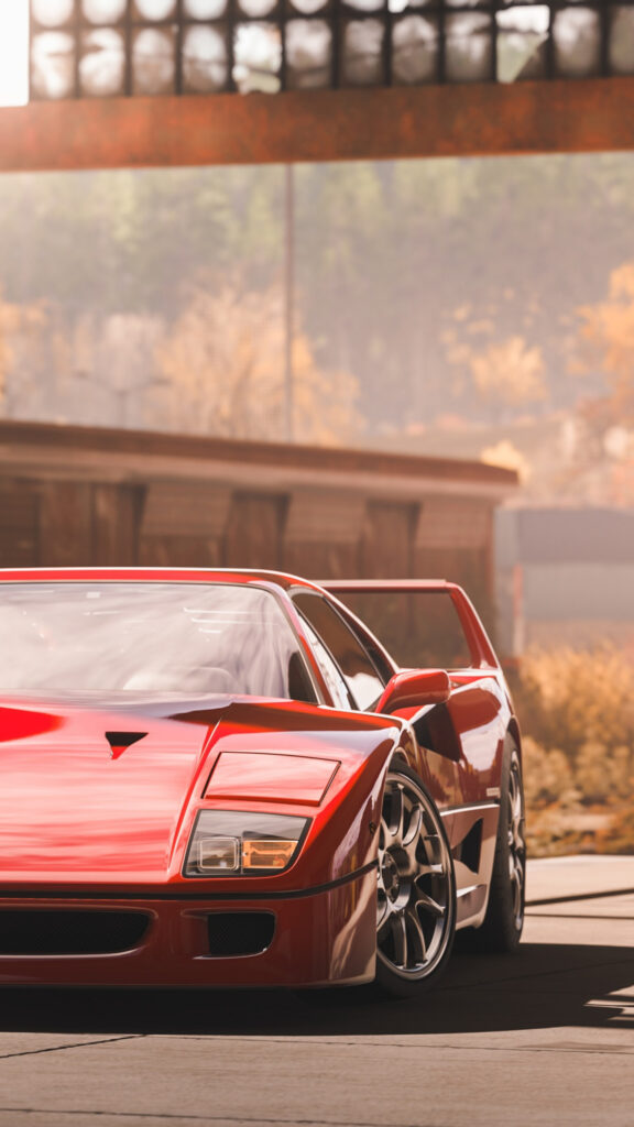 Red Ferrari F40 Supercar Vertical Mobile Wallpaper