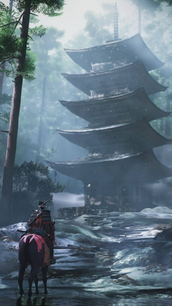 Ghost of Tsushima Snowy Pagoda Mobile Wallpaper