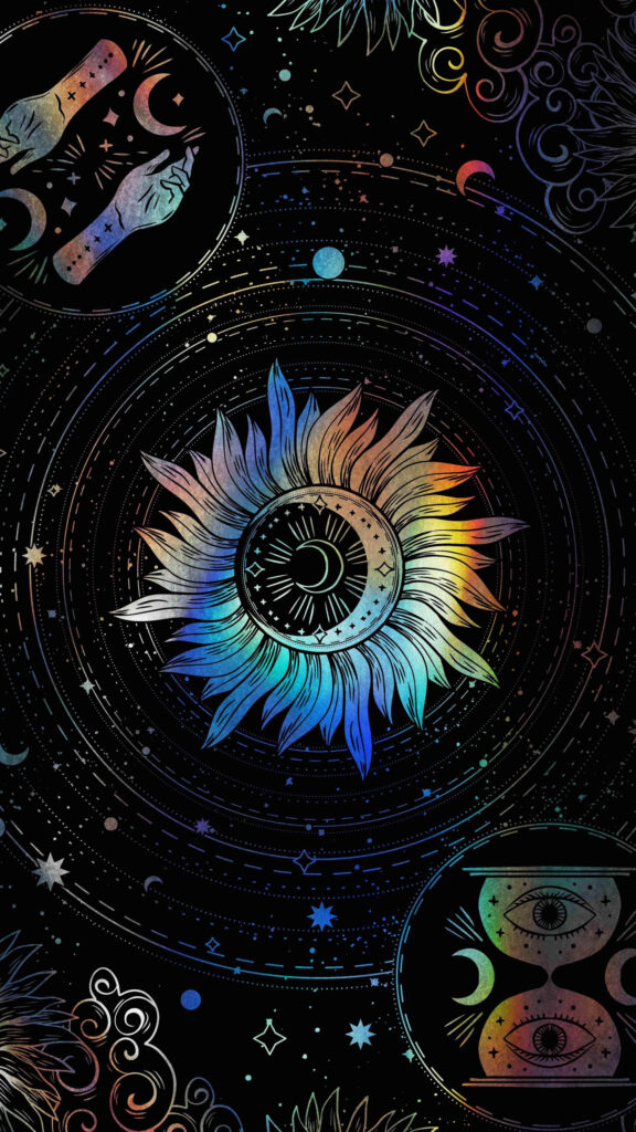 Celestial Sun and Moon Alchemy Spiritual Energy Aesthetic Wallpaper