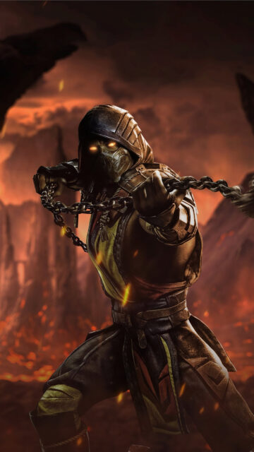 Scorpion Mortal Kombat Fiery Warrior Mobile Wallpaper
