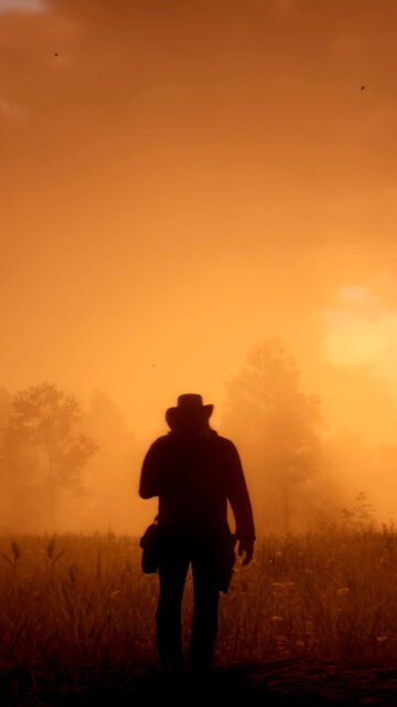 Red Dead Redemption Sunset Silhouette Mobile Wallpaper