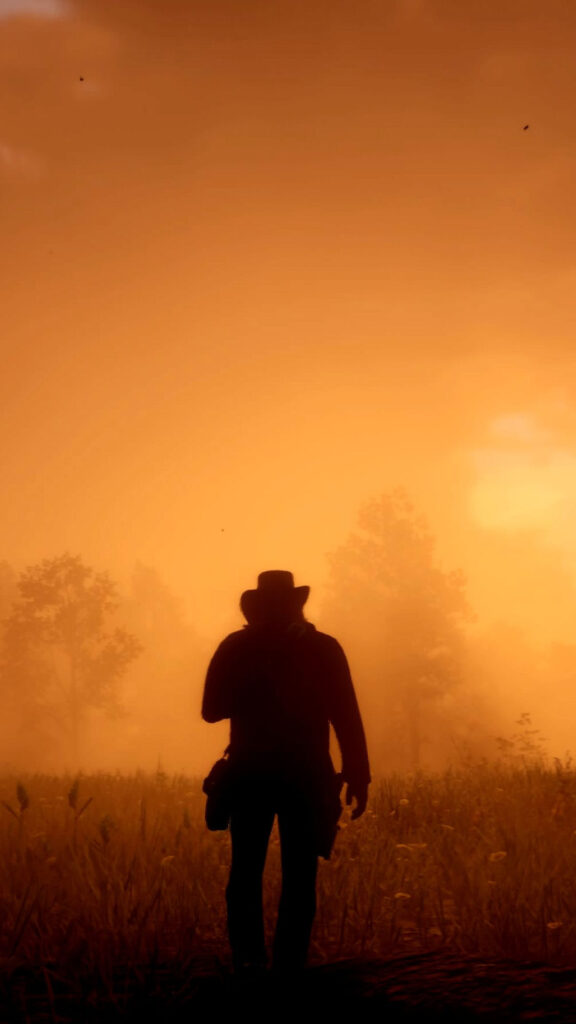Red Dead Redemption Sunset Silhouette Mobile Wallpaper