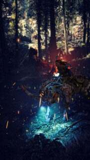 Aloy Riding a Machine in Horizon Zero Dawn Mobile Wallpaper