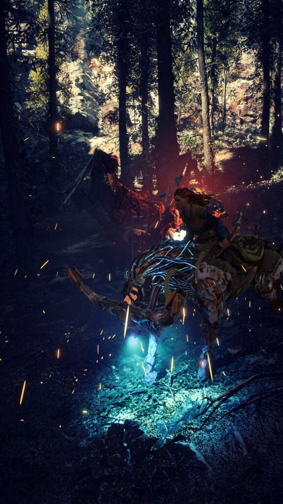 Aloy Riding a Machine in Horizon Zero Dawn Mobile Wallpaper