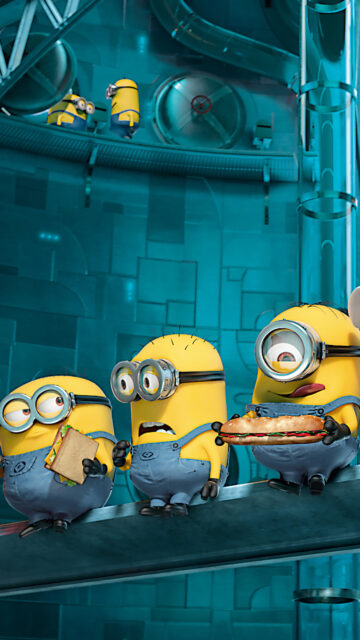 Minions Lunchtime Fun High-Quality Vertical Mobile Wallpaper