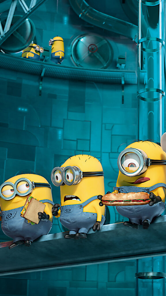 Minions Lunchtime Fun High-Quality Vertical Mobile Wallpaper
