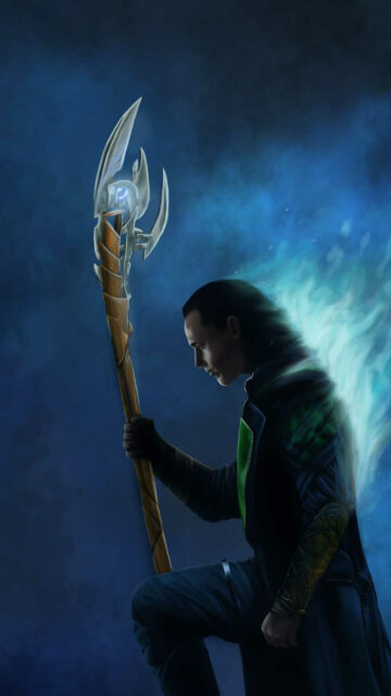 Loki with Scepter Fantasy Art Mobile Wallpaper
