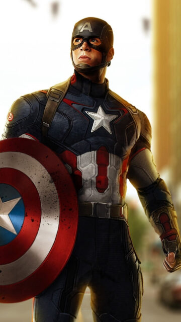 Captain America Avengers Suit Cinematic Portrait Mobile Wallpaper
