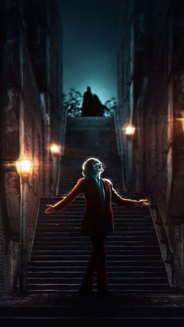 Joker and Batman Cinematic Silhouette Mobile Wallpaper