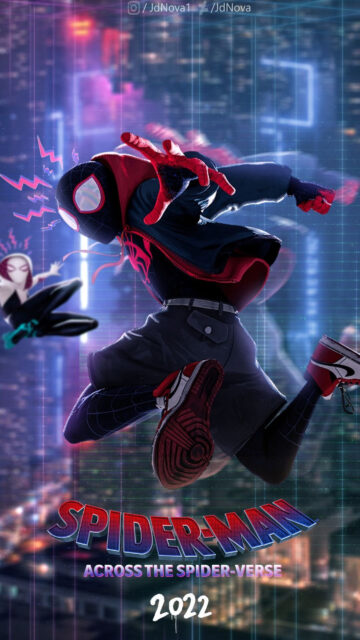 Miles Morales and Spider-Gwen Action Mobile Wallpaper
