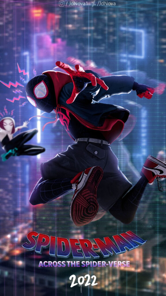 Miles Morales and Spider-Gwen Action Mobile Wallpaper