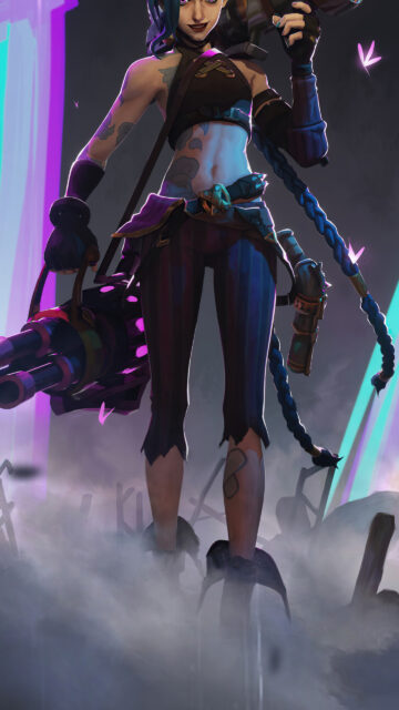 Jinx from Arcane Art Mobile Wallpaper