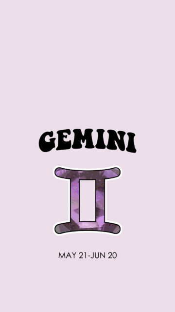 Gemini Zodiac Sign Minimalist Aesthetic Purple Dual Personality Wallpaper