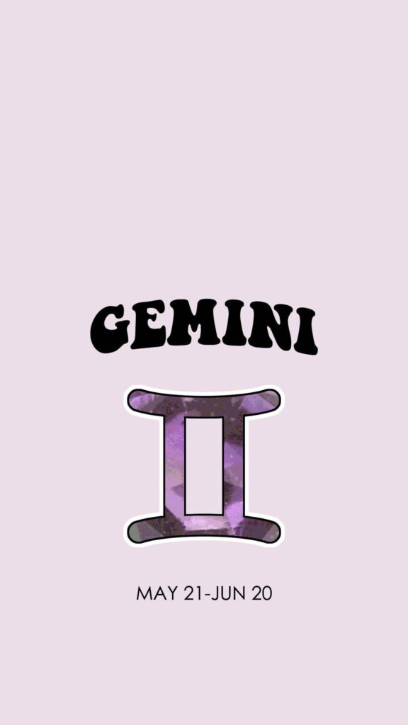 Gemini Zodiac Sign Minimalist Aesthetic Purple Dual Personality Wallpaper