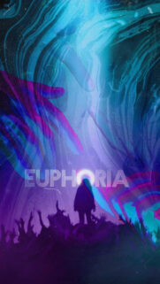 Ethereal Crowd Silhouette Under Neon Lights Mobile Wallpaper