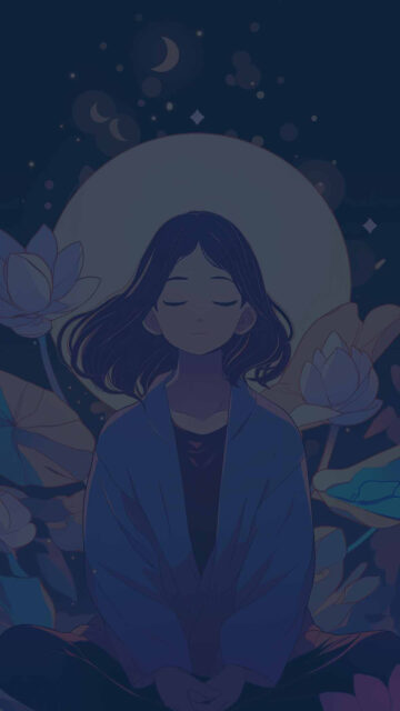 Serene Moon Meditation and Lotus Spiritual Aesthetic Wallpaper