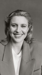 Elegant Black and White Greta Gerwig Portrait Mobile Wallpaper