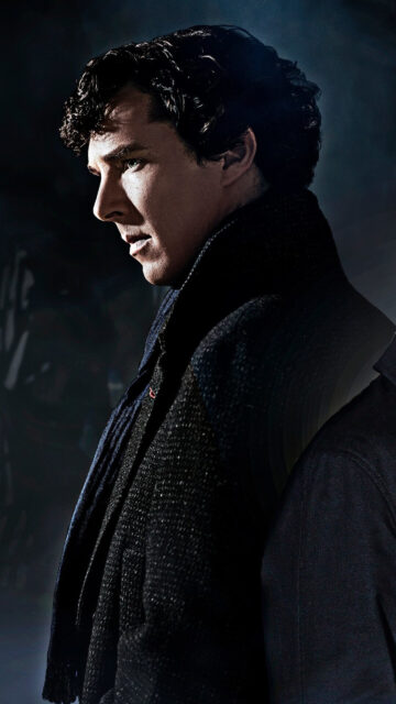 Benedict Cumberbatch Sherlock Profile Dark 4K Mobile Wallpaper