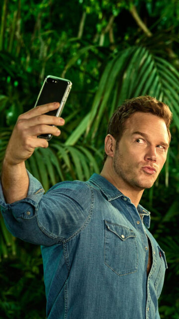 Chris Pratt Denim Shirt Selfie Portrait Mobile Wallpaper