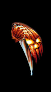 Horror Pumpkin Knife Illustration Mobile Wallpaper