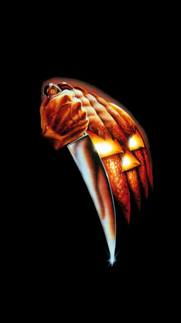 Horror Pumpkin Knife Illustration Mobile Wallpaper