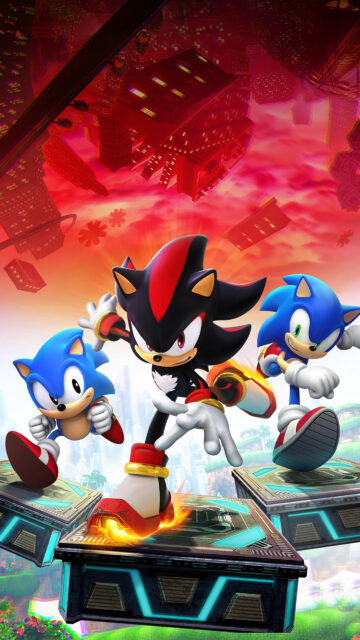 Sonic and Shadow Action Scene Mobile Wallpaper