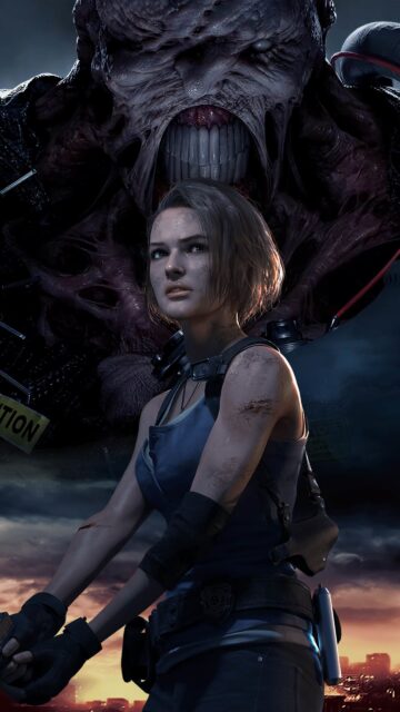Jill Valentine and Nemesis Resident Evil 3 Mobile Wallpaper