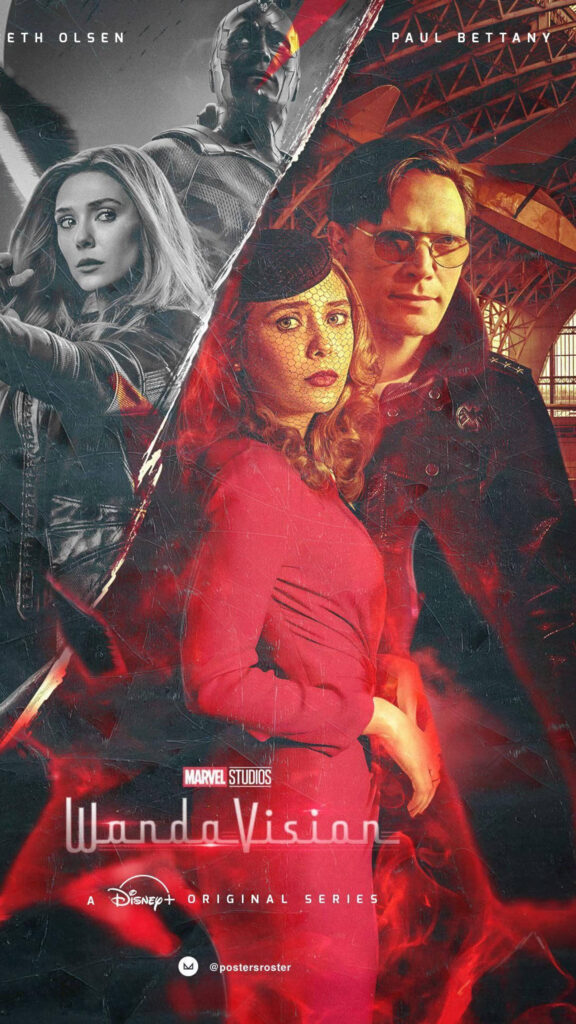 WandaVision Dual-Era Aesthetic Mobile Wallpaper