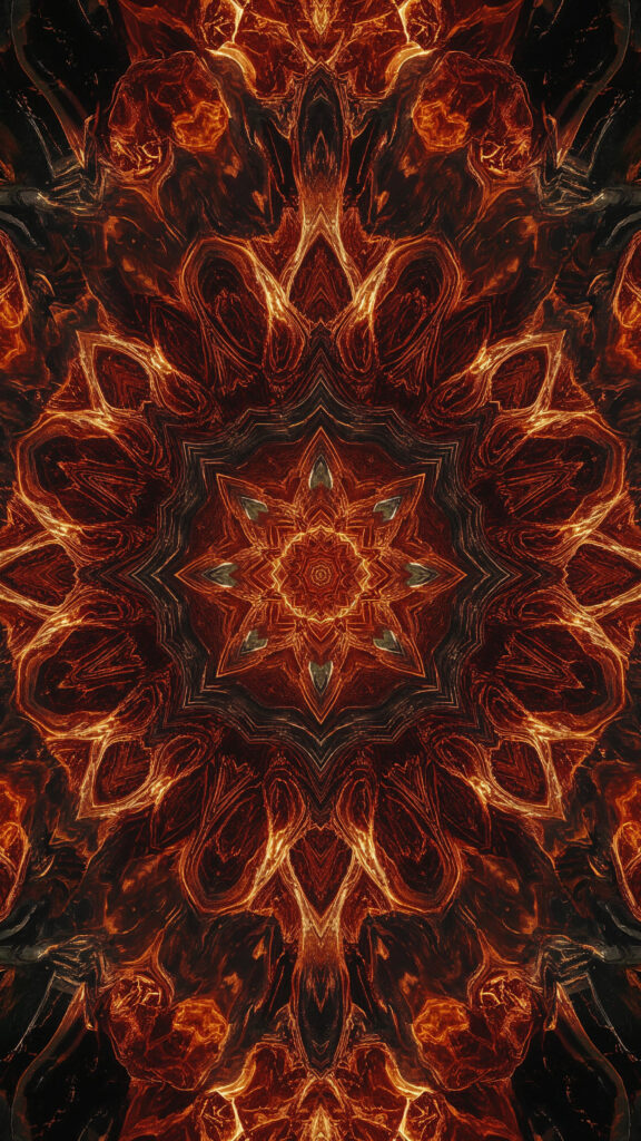Fiery Fractal Mandala Spiritual Energy and Meditation Wallpaper