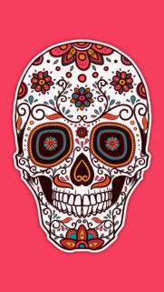 Vibrant Dia de los Muertos Sugar Skull Art Mobile Wallpaper