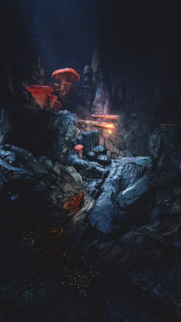 Underdark Cave Exploration Mobile Wallpaper