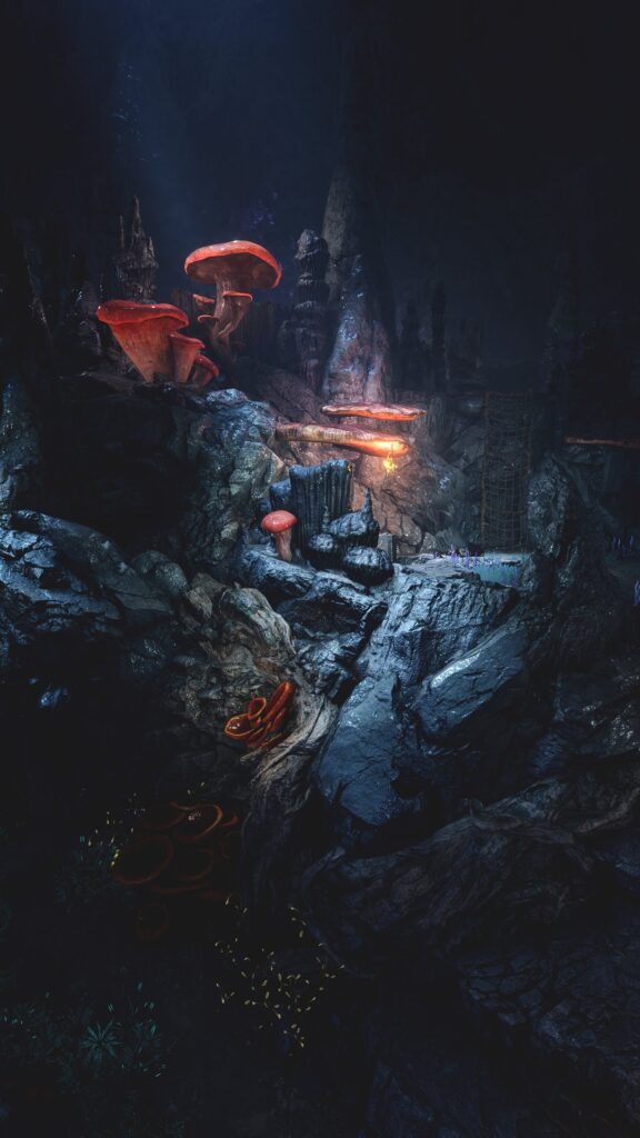 Underdark Cave Exploration Mobile Wallpaper