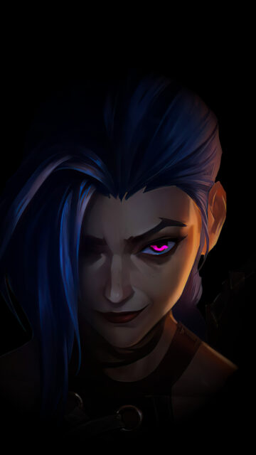 Jinx League of Legends Arcane Dark Portrait Mobile Wallpaper