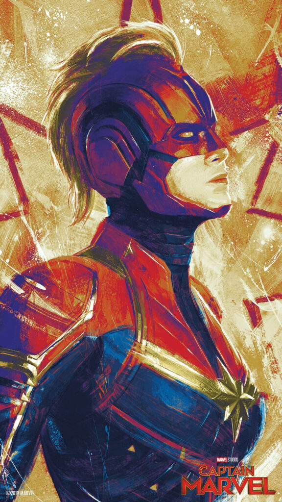 Captain Marvel Cinematic Portrait Mobile Wallpaper