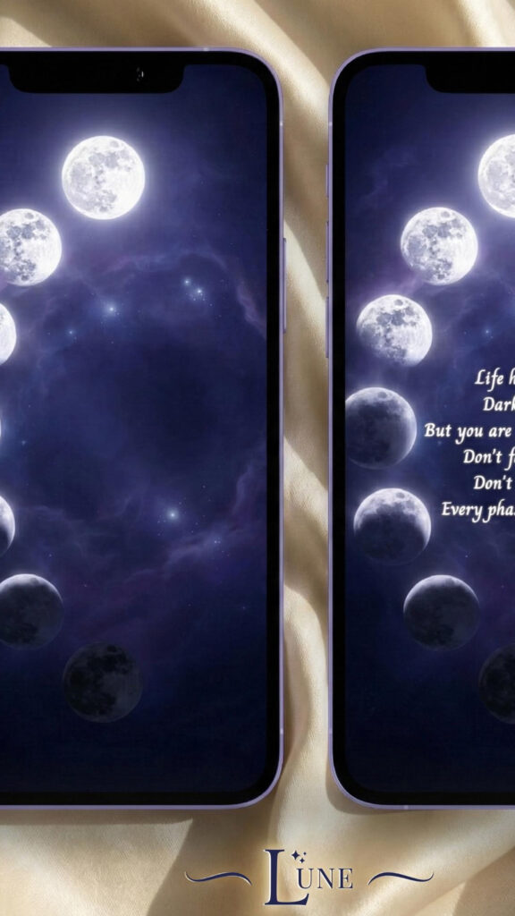 Spiritual Moon Phases Aesthetic Inspirational Quote Phone Wallpaper