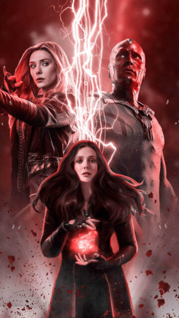 Scarlet Witch and Vision Marvel Cinematic Universe Mobile Wallpaper