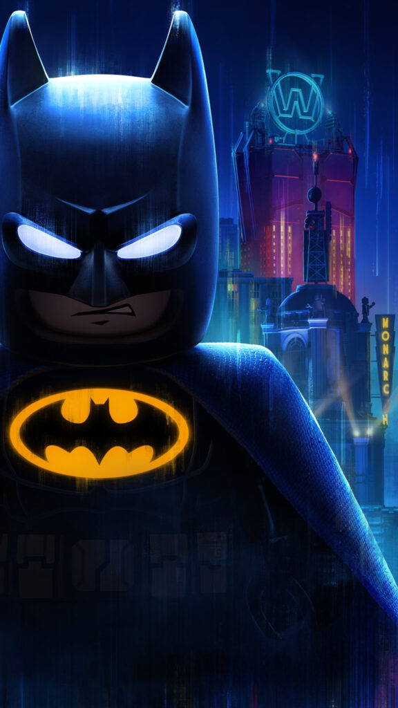 Lego Batman Cinematic Gotham Night Sky 4K Mobile Wallpaper