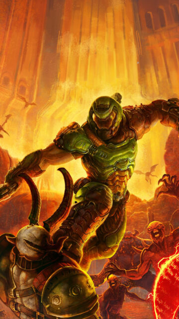 Doom Slayer Hellscape Action Mobile Wallpaper