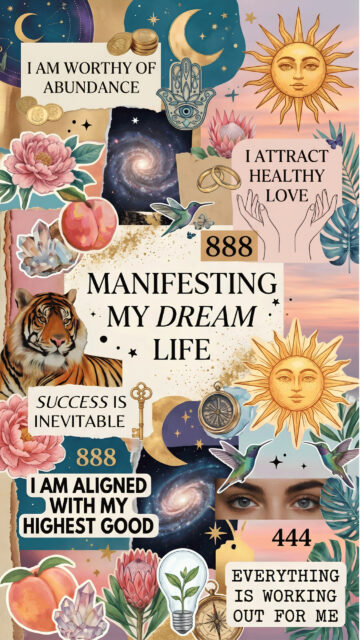 Manifestation Vision Board and Law of Attraction Aesthetic Wallpaper