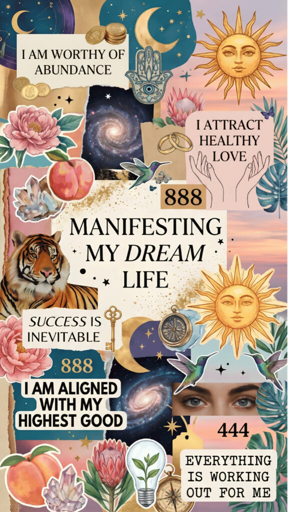 Manifestation Vision Board and Law of Attraction Aesthetic Wallpaper