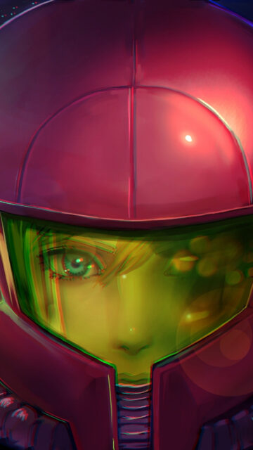 Samus Aran Helmet Close-up Mobile Wallpaper