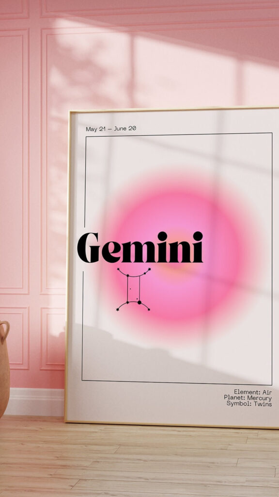 Gemini Zodiac Sign Astrology Aesthetic Air Element Poster Wallpaper