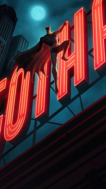 Batman Neon Gotham City Art 4K Mobile Wallpaper