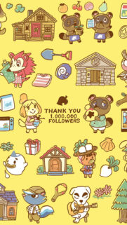 Animal Crossing Characters Yellow Pattern Mobile Wallpaper