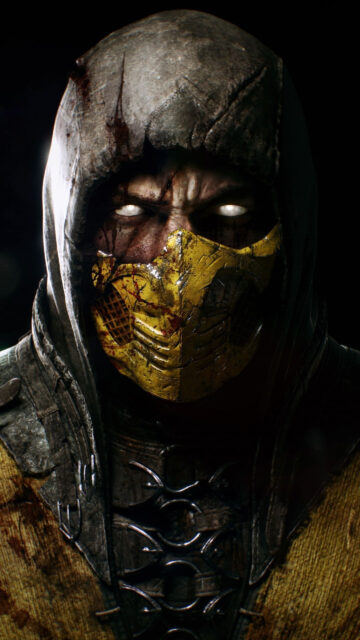 Scorpion Mortal Kombat Masked Warrior Phone Wallpaper
